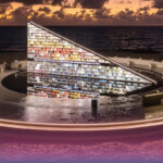 es-devlin-triangular-bookshelf-mirrored-pool-miami-art-week-faena